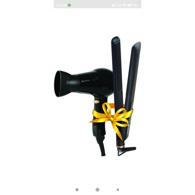 Havells Hc4075 Personal Care Appliance Combo (Hair Straightener, Hair Dryer) - Black, 1200 Watts