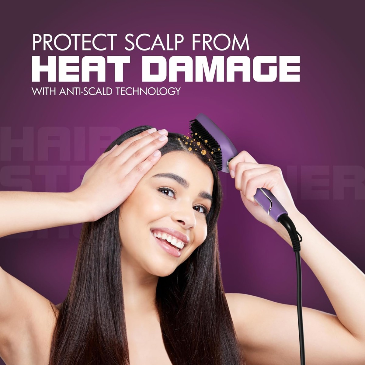 Havells Keratin Infused Hair Straightener Brush With Temperature Control For All Hair Types | 50 Watts | 2 Years Guarantee | Stunning Purple | Hs4201