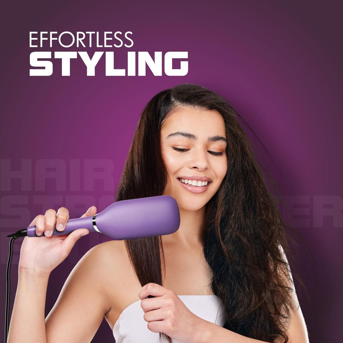 Havells Keratin Infused Hair Straightener Brush With Temperature Control For All Hair Types | 50 Watts | 2 Years Guarantee | Stunning Purple | Hs4201