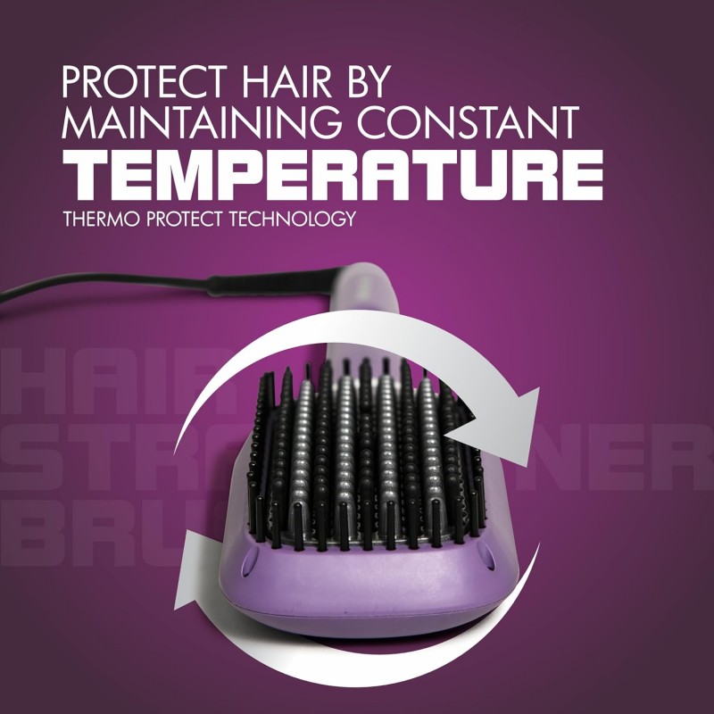 Havells Keratin Infused Hair Straightener Brush with Temperature Control for all hair types | 50W | 2 Years Guarantee | Stunning Purple | HS4201