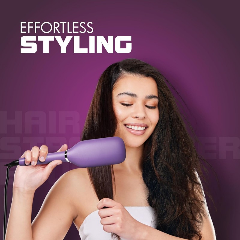 Havells Keratin Infused Hair Straightener Brush with Temperature Control for all hair types | 50W | 2 Years Guarantee | Stunning Purple | HS4201