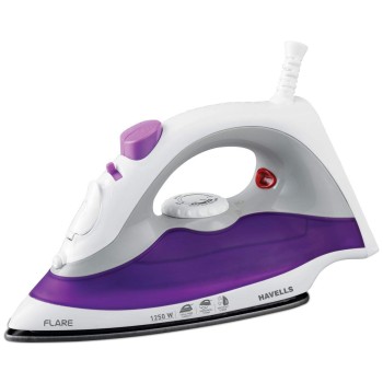 Havells Plastic Flare 1250 Watts Steam Iron With Vertical & Horizontal Ironing | Teflon Coated Sole Plate| Powerful Mist Spray With 3 Functions| 360° Swivel Cord|2 Years Manufacturer Warranty (Purple)
