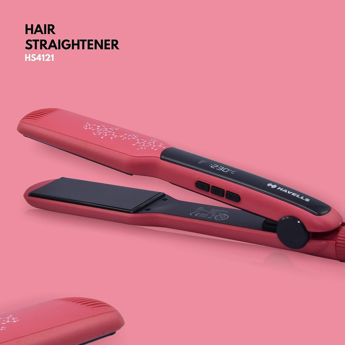 Havells Wide Plate Hair Straightener - HS4121 (Red_Free Size)