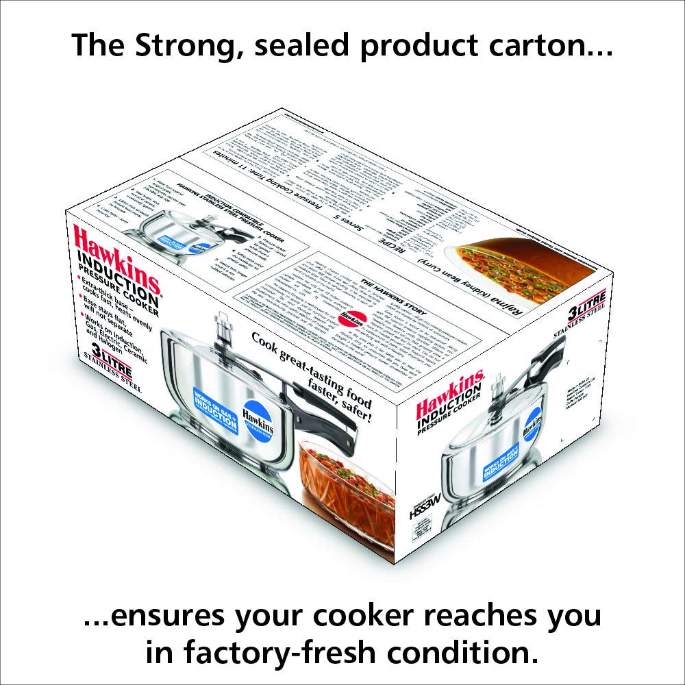 Hawkins 3 Litre Inner Lid Pressure Cooker, Stainless Steel Cooker, Induction Cooker, Silver (HSS3W)