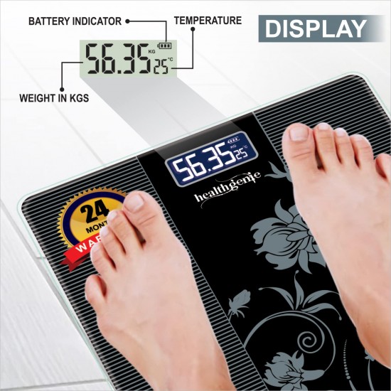 Healthgenie Thick Tempered Glass Lcd Display Digital Weighing Machine