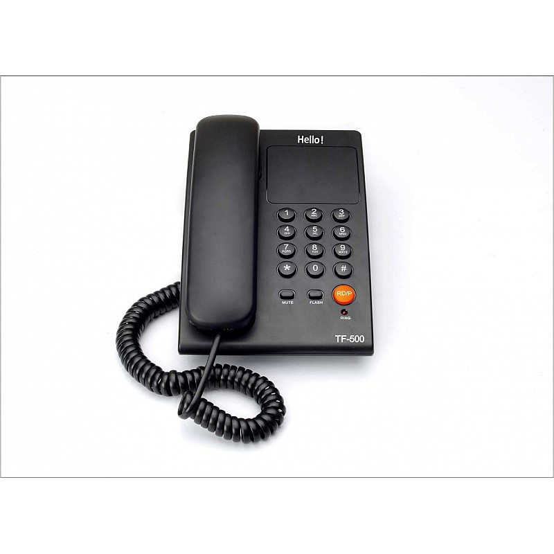 Hello ! TF-500 Basic Corded Landline Phone for intercom and EPABX Desk Wall Mountable Black