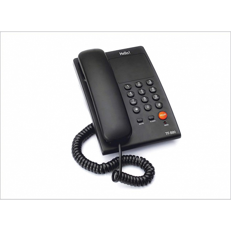 Hello ! TF-500 Basic Corded Landline Phone for intercom and EPABX Desk Wall Mountable Black