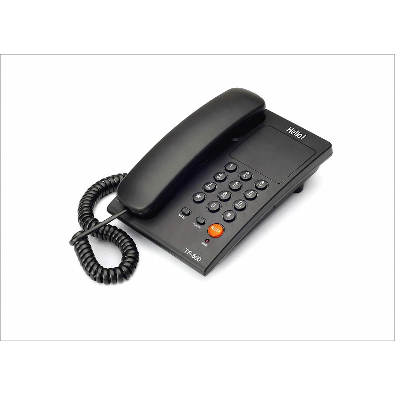 Hello ! TF-500 Basic Corded Landline Phone for intercom and EPABX Desk Wall Mountable Black