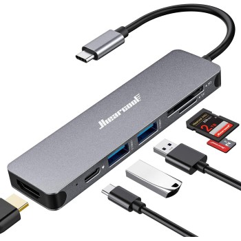 Hiearcool 7 in 1 USB C Hub, MacBook Pro Adapter, 4K HDMI, USB3.0, SD/TF Card Reader, 100W PD, Compatible UCN3286