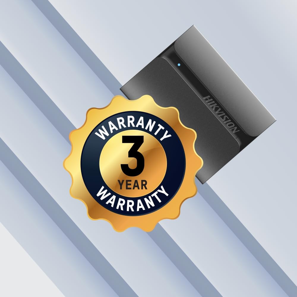 Hikvision 1TB Portable External SSD, Ultra Slim Metal Body USB 3.1 with Shock & Drop Protection– Durable Design for Laptop, PC, Mac, Gaming, Photographers & Content Creators, USB Type-C,HS-ESSD-T300S