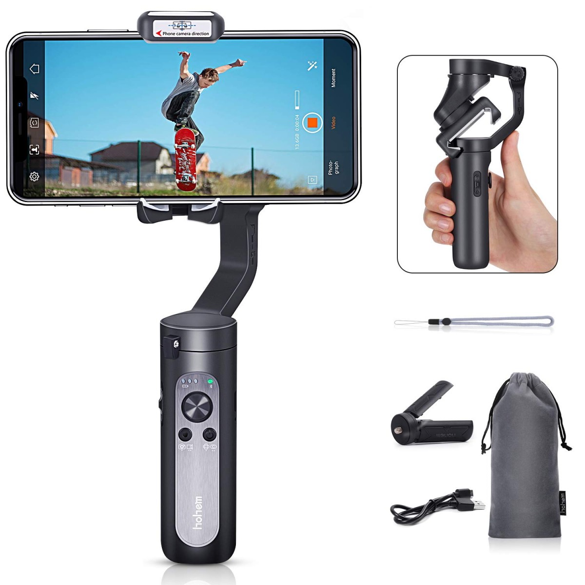 Hohem iSteady X - 3-Axis 259g Lightweight Smartphone Gimbal Foldable Handheld Pocket Stabilizer