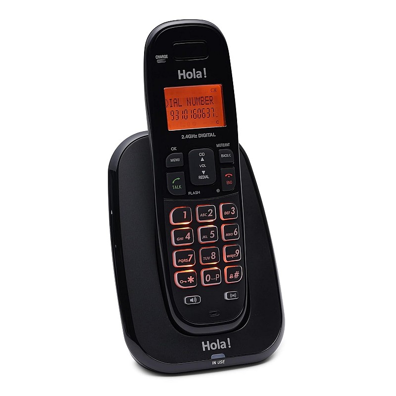 Hola ! TC 720 Cordless Phone, 2 Way Speaker Phone, Ringer Volume, LED Notification for Ringer and Charging