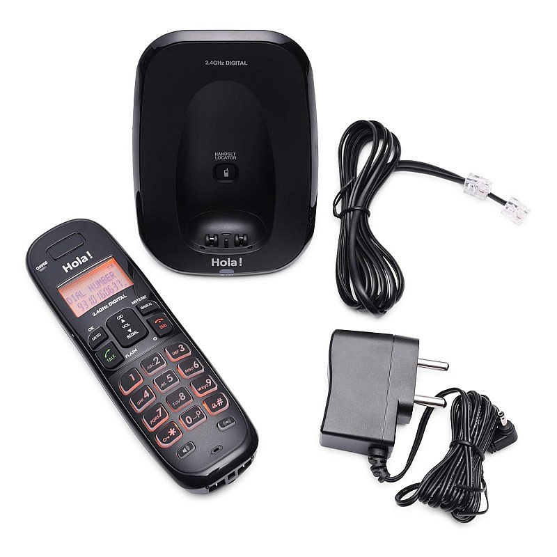 Hola ! TC 720 Cordless Phone, 2 Way Speaker Phone, Ringer Volume, LED Notification for Ringer and Charging