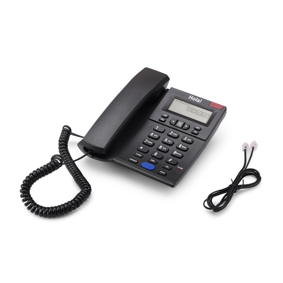 Hola ! TF 610 Caller ID Speaker Corded Landline Phone with Memory, Black
