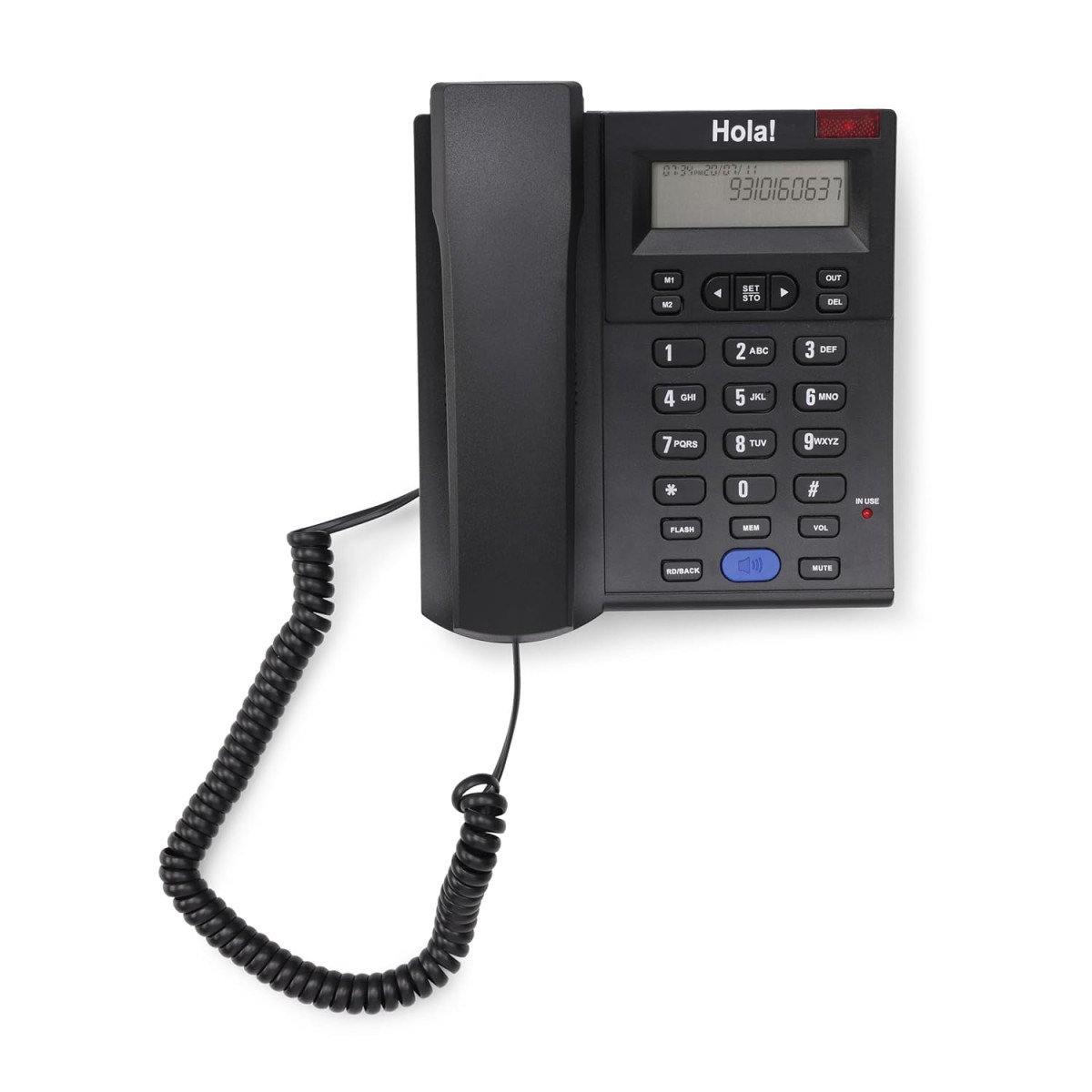 Hola ! TF 610 Caller ID Speaker Corded Landline Phone with Memory, Black