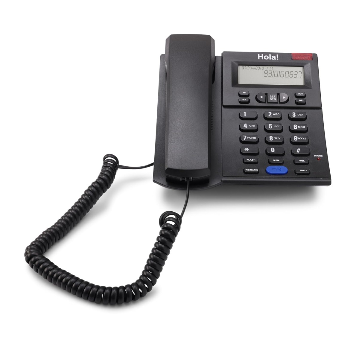 Hola ! TF 610 Caller ID Speaker Corded Landline Phone with Memory, Black