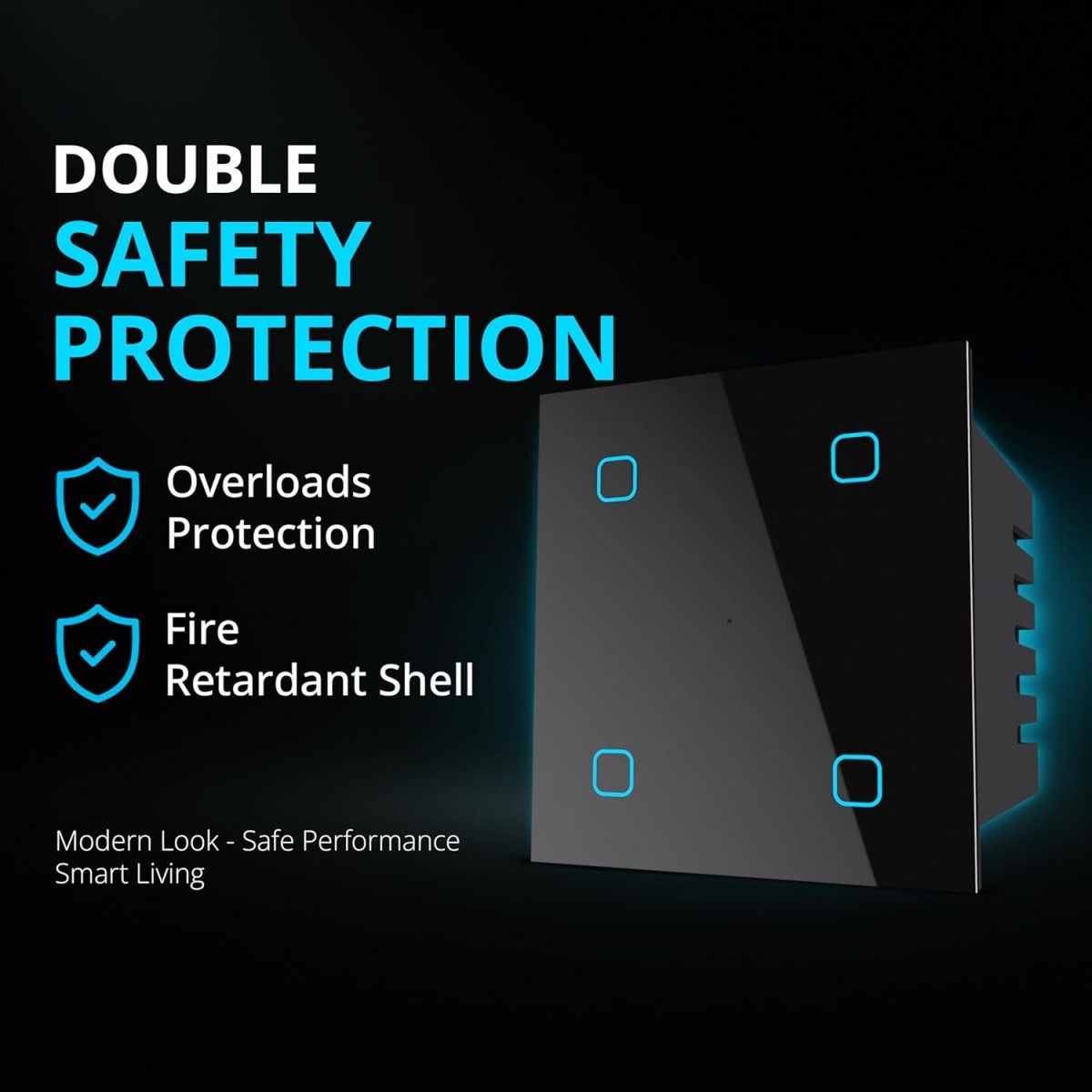 HomeMate® Wi-Fi Smart 4 Gang Touch Switch (Black, Pack of 1) | No Hub Required | Works with Amazon Alexa, Google Assistant & Siri HomeMate® Wi-Fi Smart 4 Gang Touch Switch (Black, Pack of 1) | No Hub Required | Works with Amazon Alexa, Google Assistant & Siri