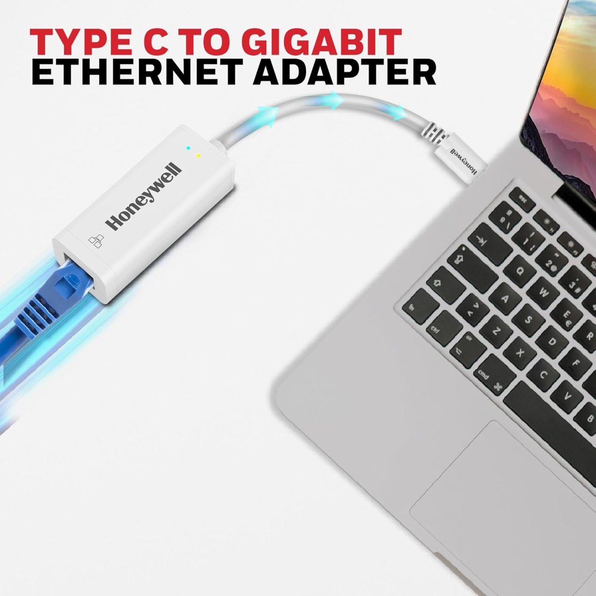Honeywell High-Speed Type C to RJ45 Gigabit Ethernet Adapter, 10/100/1000 MBPS Network LAN speeds, Universally Compatible with All Type C MacBooks, laptops, PCs, Xbox, PS5, Tablets, etc.