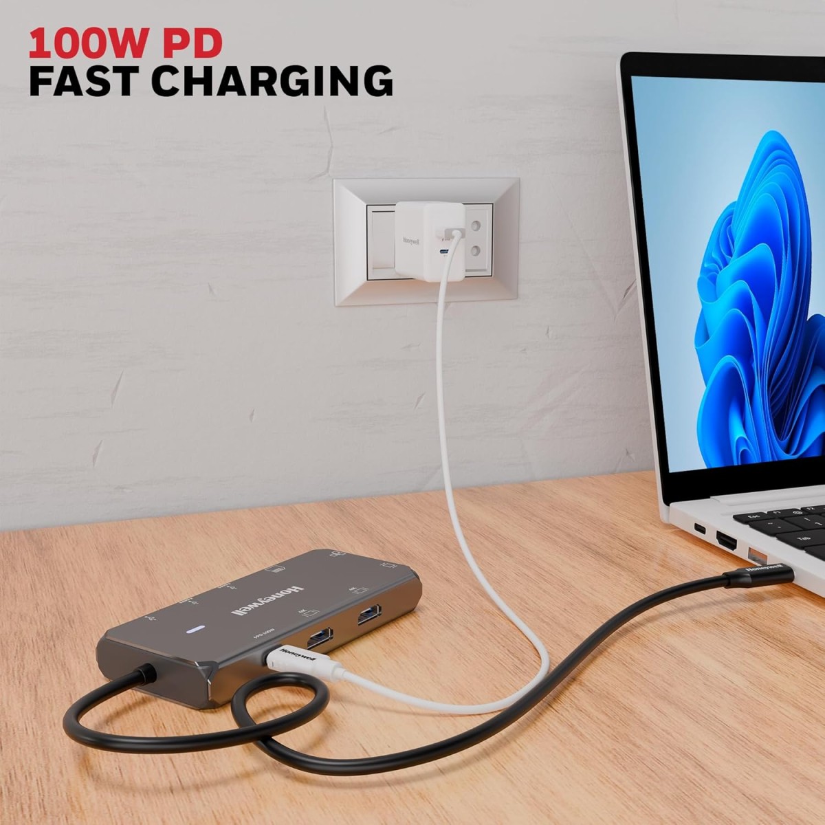 Honeywell New Launch 10-in-1 Type C Dock with Dual 4K HDMI, 1GBPS RJ45 Ethernet Port, 2xUSB 3.0, 1xUSB 2.0 & Type C 3.0 PD100W, VGA Port, SD & MicroSD Slot, for All Type C Devices- Windows/MacBook