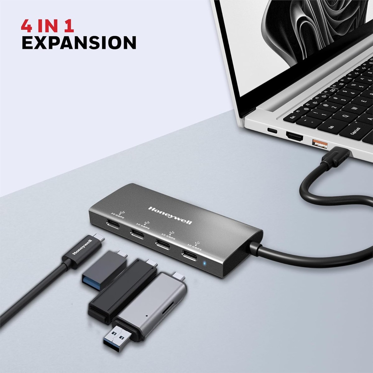 Honeywell Newly Launched Momentum Type C to 4xUSB C 3.2 Gen 2 Port Type C Hub, 10 Gbps Transmission Speed, 30 cms