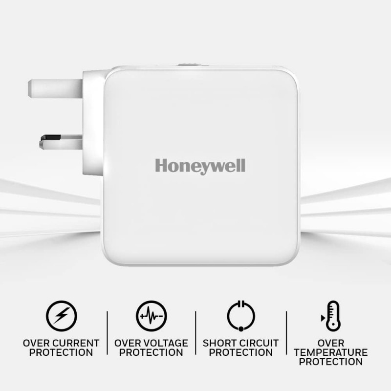 Honeywell Zest Charger GaN 65W, BIS Certified, 2xType C PD 3.0 Ports, Equipped with Switchable Plugs, Ultra-Fast Charging Compatible with iPhone, MacBook Air, iPad Pro, Pixel, Galaxy, Laptops, etc. Honeywell Zest Charger GaN 65W, BIS Certified, 2xType C PD 3.0 Ports, Equipped with Switchable Plugs, Ultra-Fast Charging Compatible with iPhone, MacBook Air, iPad Pro, Pixel, Galaxy, Laptops, etc.