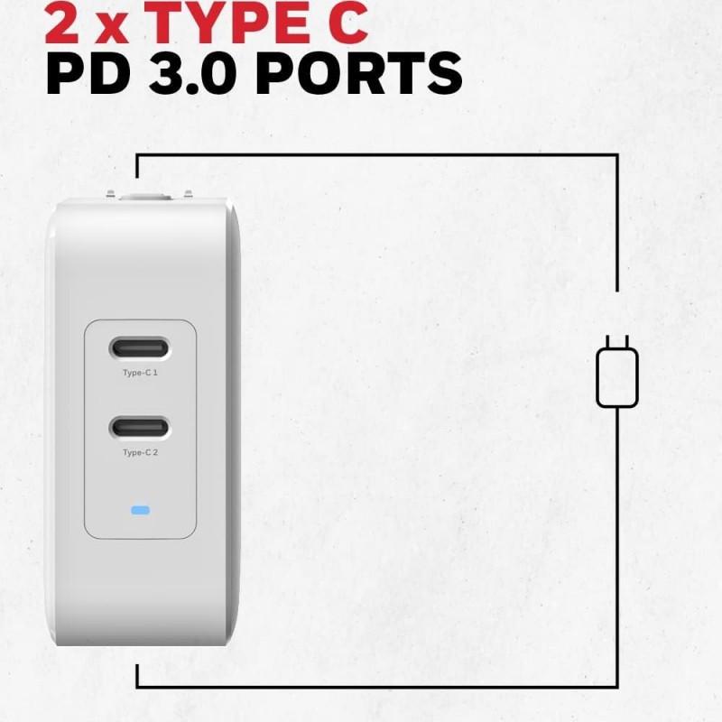 Honeywell Zest Charger GaN 65W, BIS Certified, 2xType C PD 3.0 Ports, Equipped with Switchable Plugs, Ultra-Fast Charging Compatible with iPhone, MacBook Air, iPad Pro, Pixel, Galaxy, Laptops, etc. Honeywell Zest Charger GaN 65W, BIS Certified, 2xType C PD 3.0 Ports, Equipped with Switchable Plugs, Ultra-Fast Charging Compatible with iPhone, MacBook Air, iPad Pro, Pixel, Galaxy, Laptops, etc.