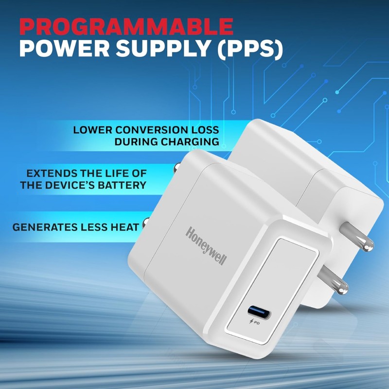 Honeywell Zest Charger GaN 65W, BIS Certified, 2xType C PD 3.0 Ports, Equipped with Switchable Plugs, Ultra-Fast Charging Compatible with iPhone, MacBook Air, iPad Pro, Pixel, Galaxy, Laptops, etc. Honeywell Zest Charger GaN 65W, BIS Certified, 2xType C PD 3.0 Ports, Equipped with Switchable Plugs, Ultra-Fast Charging Compatible with iPhone, MacBook Air, iPad Pro, Pixel, Galaxy, Laptops, etc.