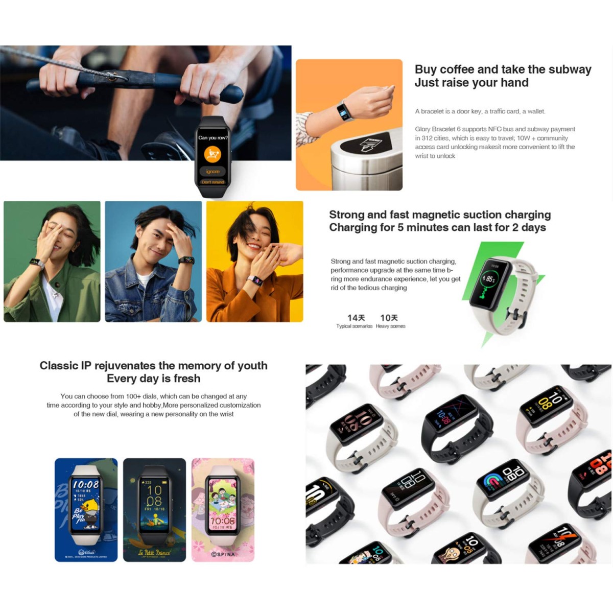 Honor Band 6 Smart Wristband 1st Full Screen 1.47" AMOLED Color Touchscreen Watch-Meteorite Black