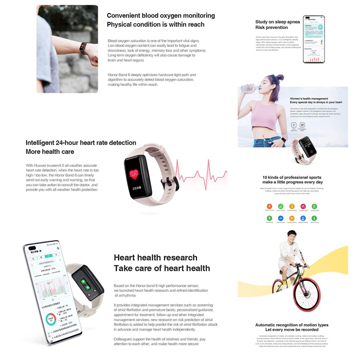 Honor Band 6 Smart Wristband 1st Full Screen 1.47" AMOLED Color Touchscreen Watch-Meteorite Black