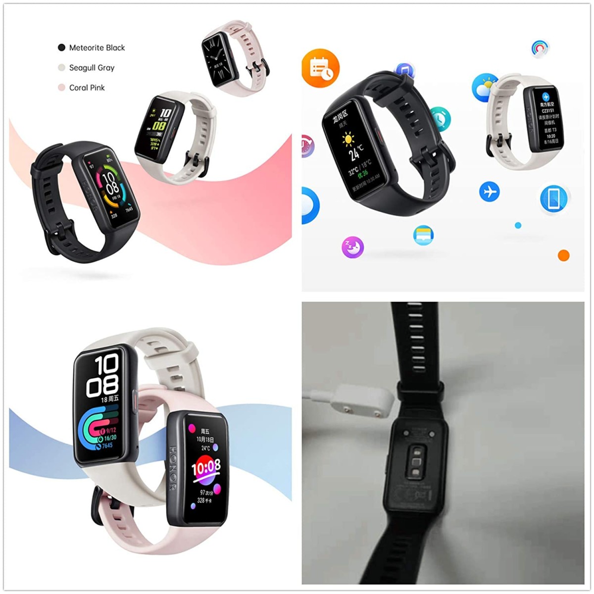 Honor Band 6 Smart Wristband 1st Full Screen 1.47" AMOLED Color Touchscreen Watch-Meteorite Black