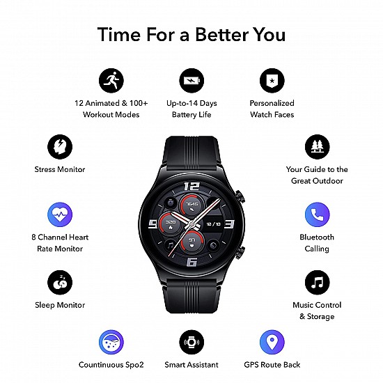 Honor Watch GS 3 Smartwatch with 1.43" AMOLED Touch Screen, Heart Rate, Sleep and Blood Oxygen, Dual GPS, Bluetooth Calling,14 Days Life