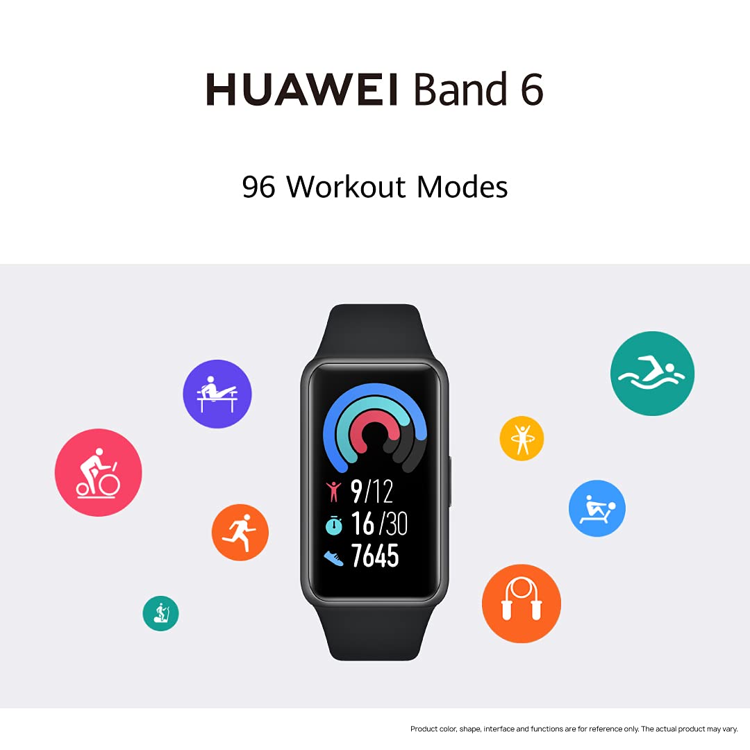 Huawei Band 6 Fitness Tracker Smartwatch for Men Women, 1.47''AMOLED Color Screen, SpO2,24H Heart Rate Monitor,14 Days Battery Life,Female Cycle Tracker, 5ATM Waterproof, Global Version,Black