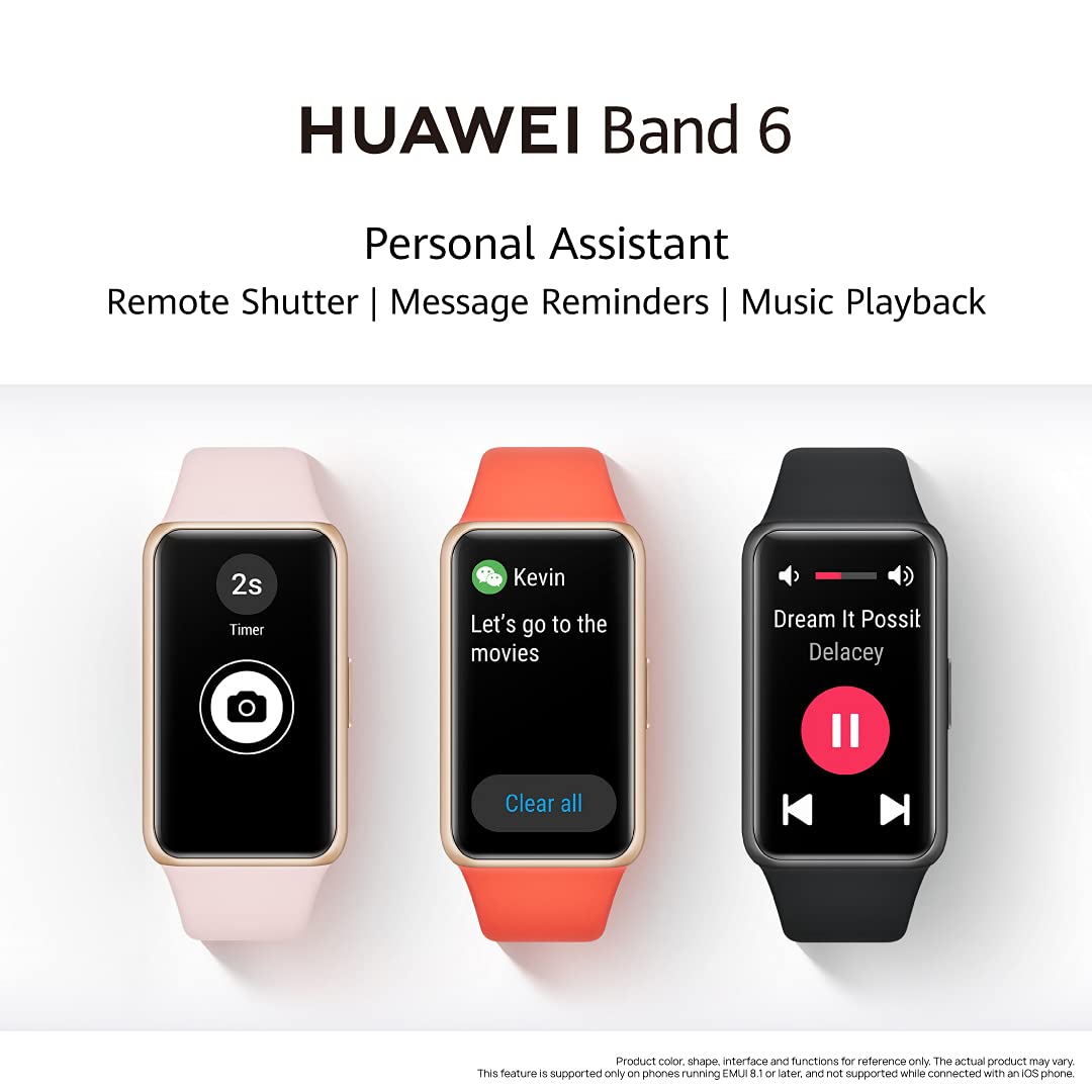 Huawei Band 6 Fitness Tracker Smartwatch for Men Women, 1.47''AMOLED Color Screen, SpO2,24H Heart Rate Monitor,14 Days Battery Life,Female Cycle Tracker, 5ATM Waterproof, Global Version,Black