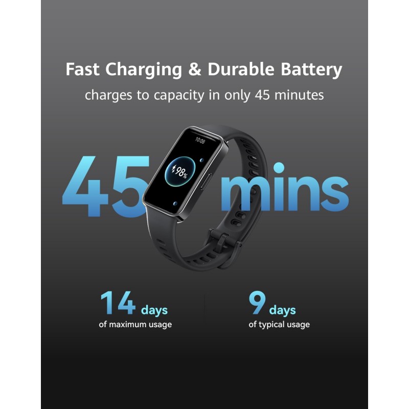 Huawei Band 9, Comfortable All-Day Wearing, Sleep Tracking, Fast Charging, Durable Battery, Intelligent Brightness Adjustments, 100 Different Workout Modes, Compatible with iOS&Android (Black) Huawei Band 9, Comfortable All-Day Wearing, Sleep Tracking, Fast Charging, Durable Battery, Intelligent Brightness Adjustments, 100 Different Workout Modes, Compatible with iOS&Android (Black)