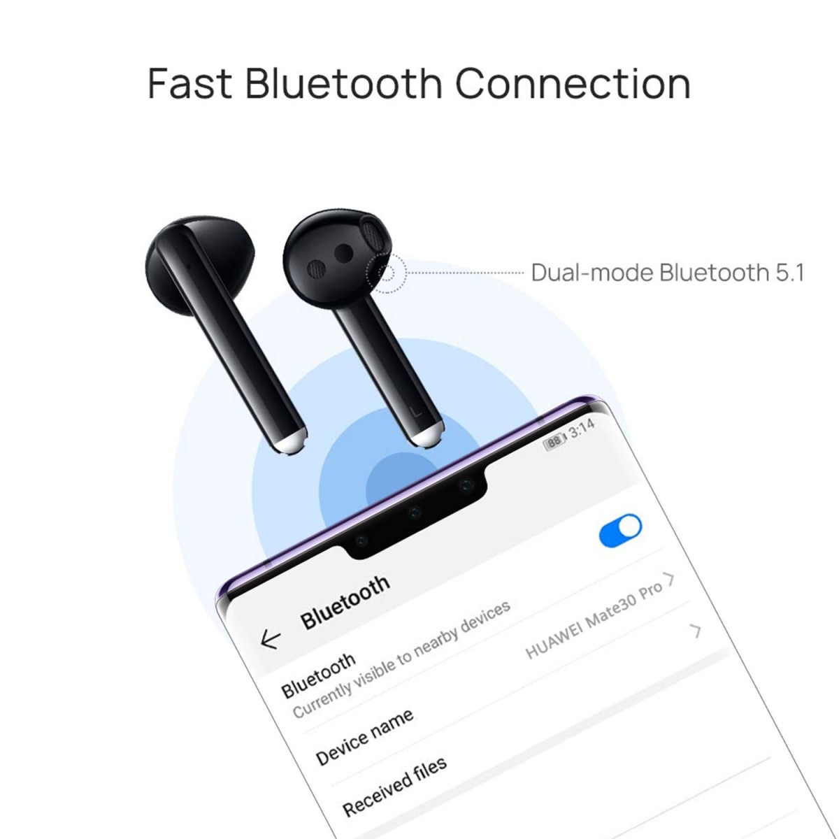 Huawei FreeBuds 3 Bluetooth Truly Wireless in Ear Earbuds with Mic (Black)