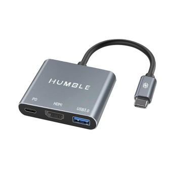 Humble USB-C to HDMI Adapter, 3-in-1 Hub with 4K@30Hz HDMI, USB 3.0 @ 5Gbps, 100W PD Charging Port for MacBook, Laptop, PC and Type-C Devices, (1 Year Warranty)