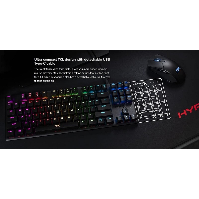 HyperX Alloy Origins Mechanical USB Gaming Keyboard Software Controlled Light and Macro Customization Linear Switch Red-RGB LED Backlit Black