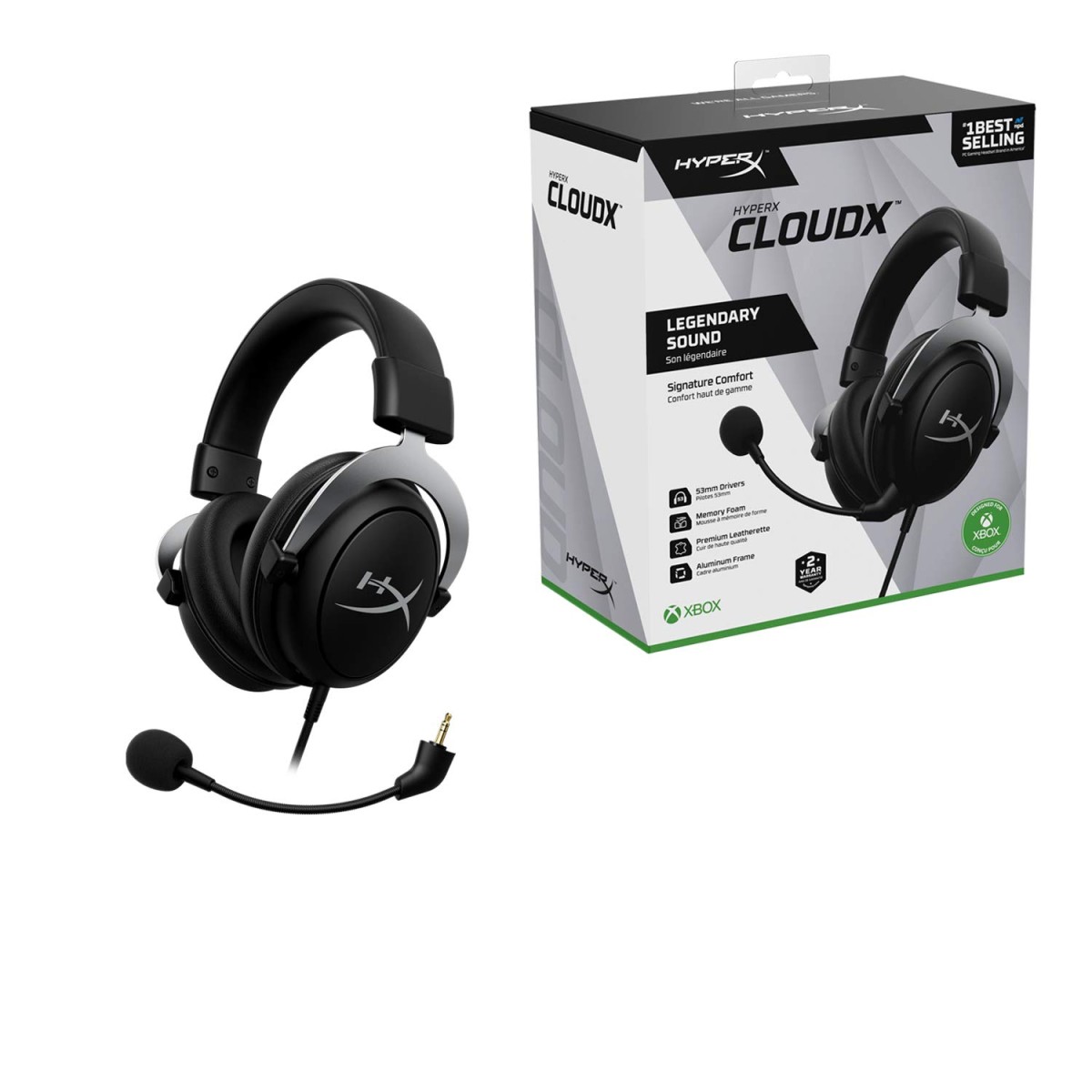 HyperX CloudX, Official Xbox Licensed Wired Over The Ear Headset with Mic (Silver)