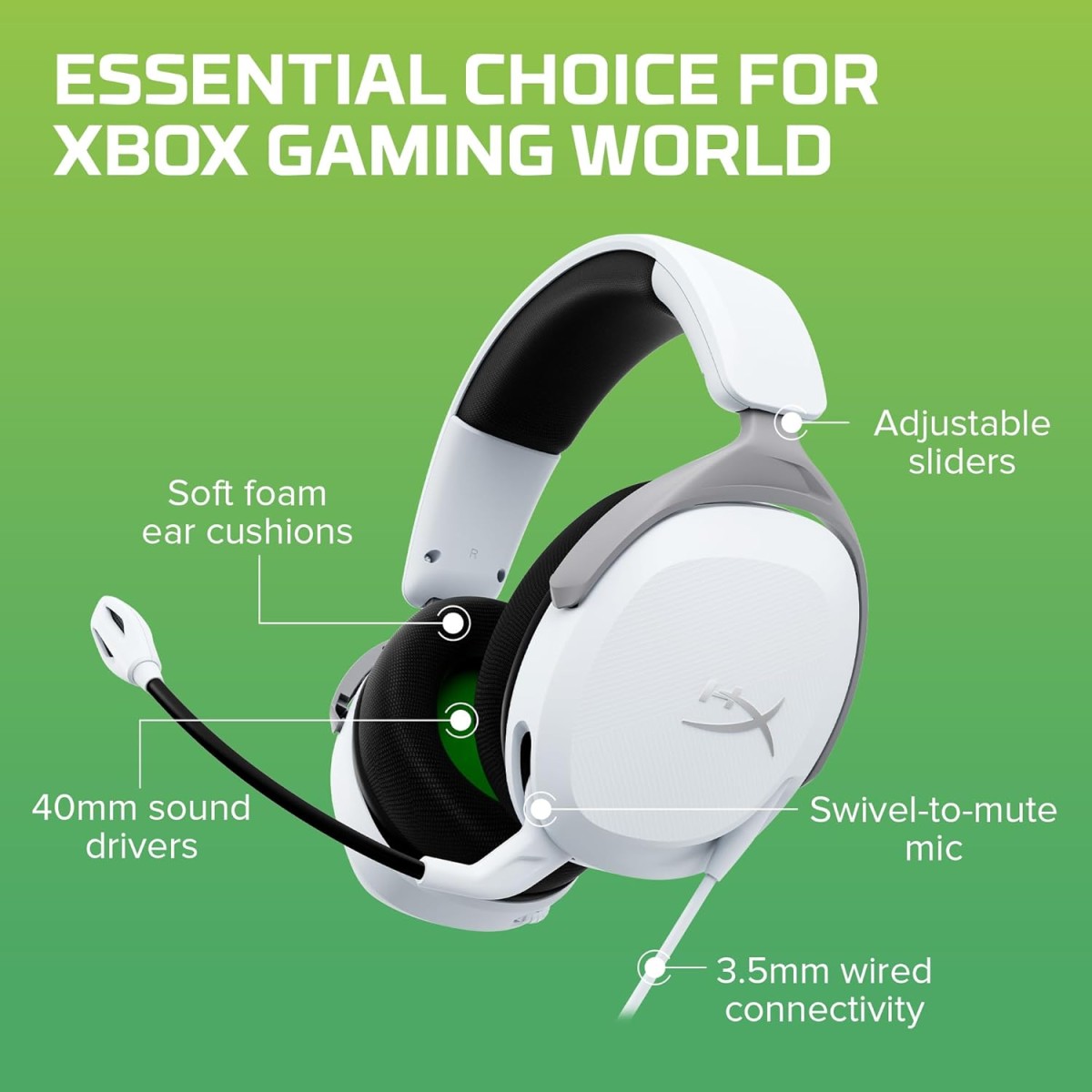 HyperX CloudX Stinger 2 Core Gaming Headset for Xbox - White (6H9B7AA)
