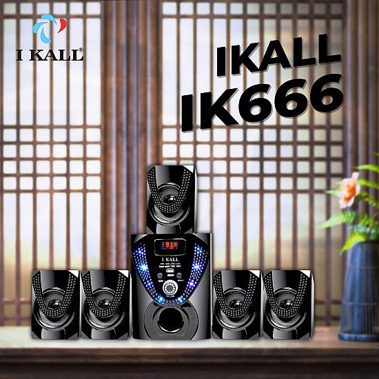 IKALL IK666 5.1 Channel Wireless, USB, Auxiliary, Bluetooth Speaker Systems - Black