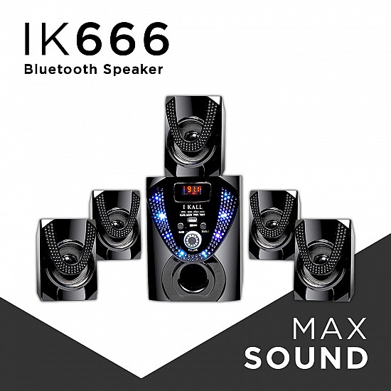 IKALL IK666 5.1 Channel Wireless, USB, Auxiliary, Bluetooth Speaker Systems - Black