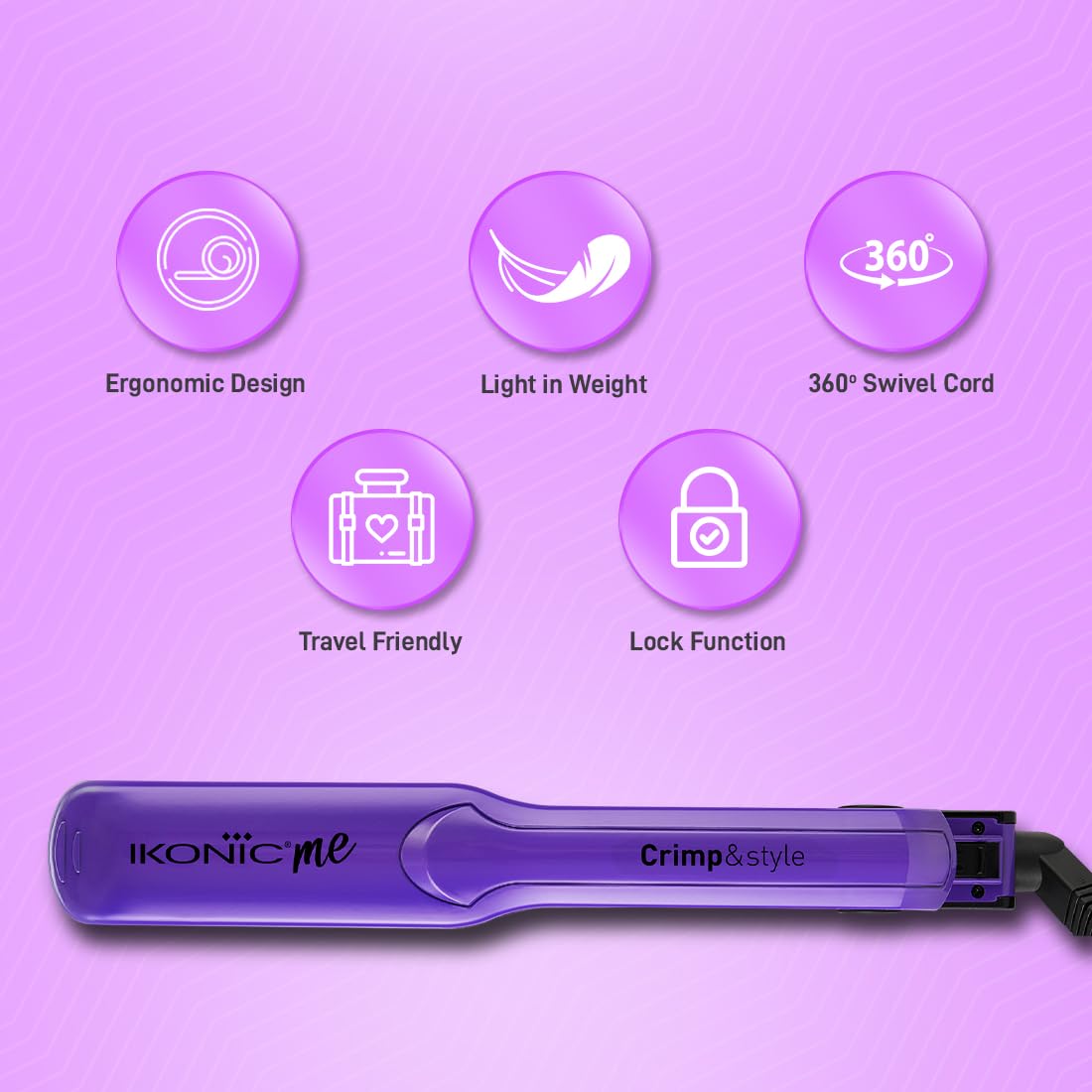 IKONIC CRIMP & STYLE HAIR CRIMPER,Purple IKONIC CRIMP & STYLE HAIR CRIMPER,Purple