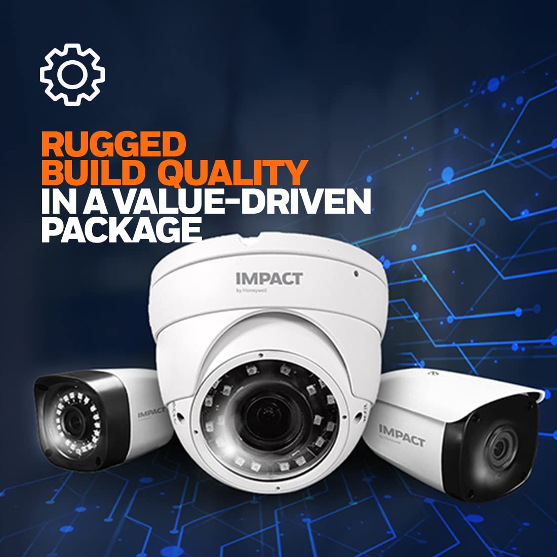 IMPACT by Honeywell 2 MP Wired Outdoor Bullet Security Camera I 1080p AHD CCTV Camera I Night Vision I OSD Control 4 in 1 UTC Support I Smart IR LED 10~20 Mtr I Made in India I Plastic Housing-White