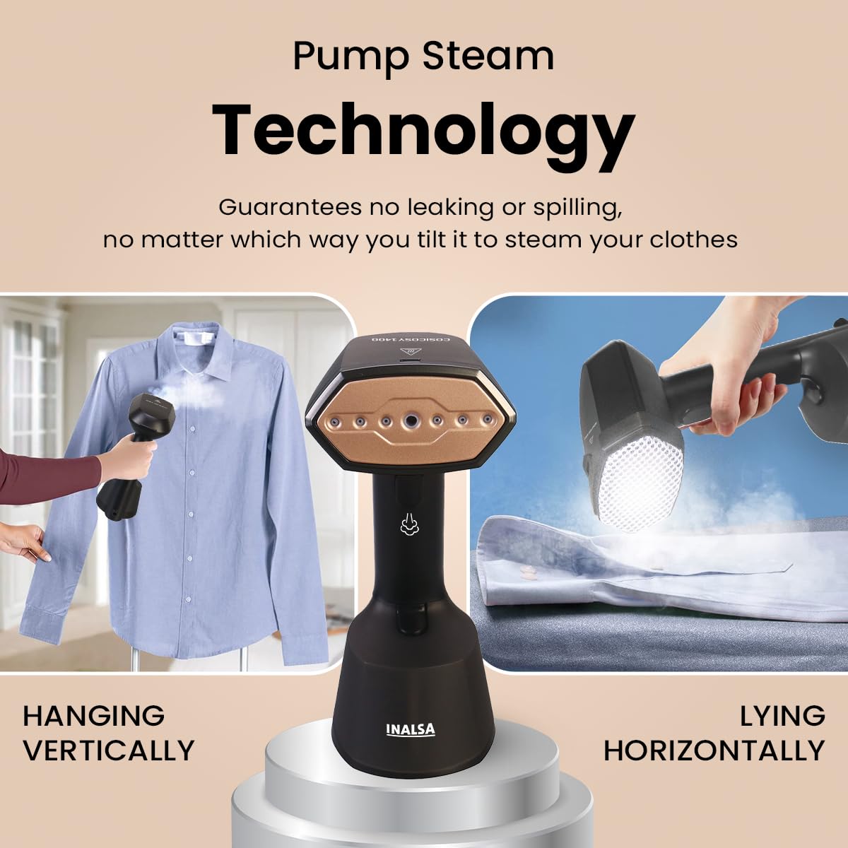 INALSA Garment Steamer,Steam Iron Press - Vertical & Horizontal Steaming up to 22G/Min|1400 Watts|300Ml Water Tank|Ceramic Coated Steam Head|Heats Up in 20s|Detachable Lint & Steam Brush,Cosicosy 1400 INALSA Garment Steamer,Steam Iron Press - Vertical & Horizontal Steaming up to 22G/Min|1400 Watts|300Ml Water Tank|Ceramic Coated Steam Head|Heats Up in 20s|Detachable Lint & Steam Brush,Cosicosy 1400