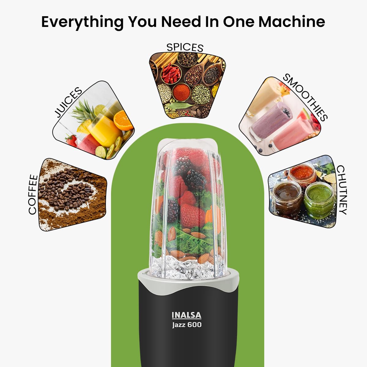 INALSA Mixer Grinder|3 Jar & 600 W Copper Motor| Blenders for Smoothies and Juices| Smoothie Maker Blender|Nutri Blender | 2 Blades |2Yr Warranty,Jazz 600-3 Jar INALSA Mixer Grinder|3 Jar & 600 W Copper Motor| Blenders for Smoothies and Juices| Smoothie Maker Blender|Nutri Blender | 2 Blades |2Yr Warranty,Jazz 600-3 Jar