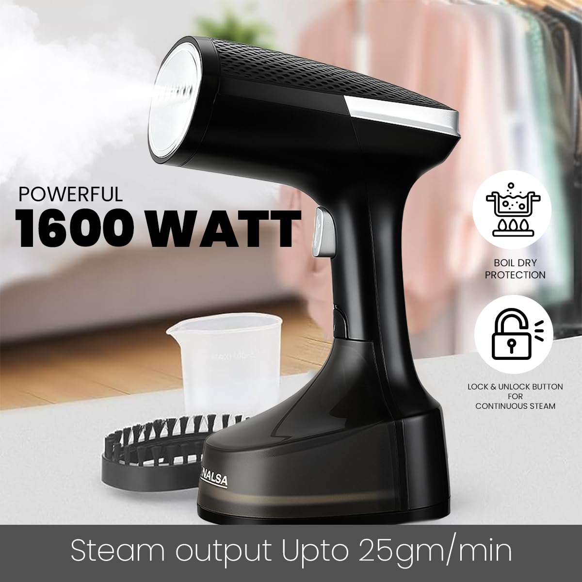 INALSA Steamer for Ironing Clothes - 1600W Handheld Garment Steamer - 25g/min High Steam, Fast Heat-Up time, 340 ml Tank, Vertical & Horizontal Steam Iron for Clothes, Garment Steamer (Cosicosy) INALSA Steamer for Ironing Clothes - 1600W Handheld Garment Steamer - 25g/min High Steam, Fast Heat-Up time, 340 ml Tank, Vertical & Horizontal Steam Iron for Clothes, Garment Steamer (Cosicosy)