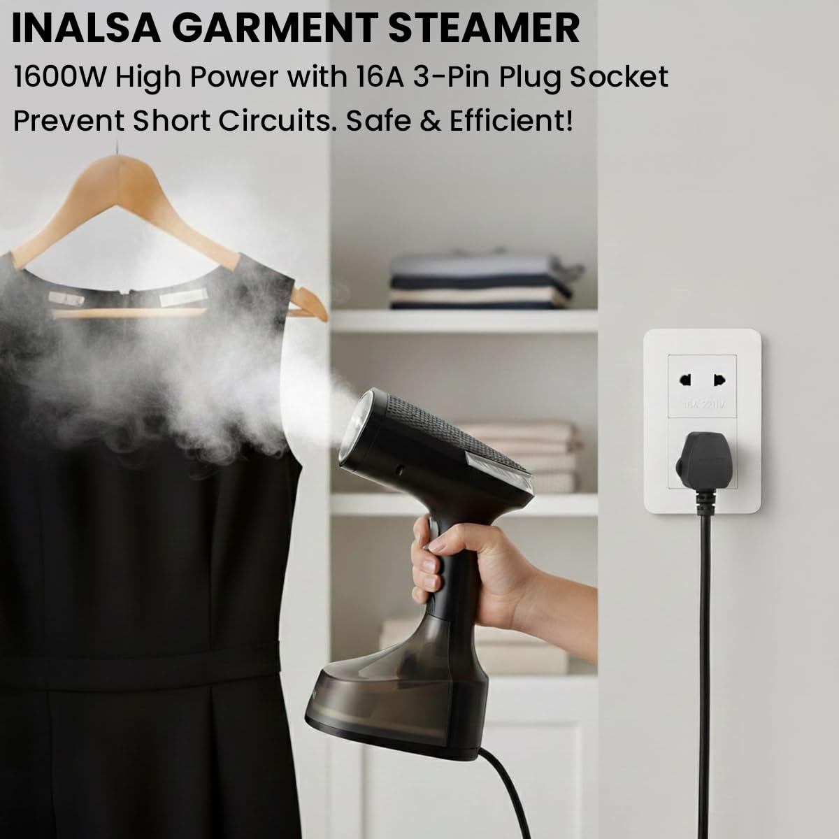 INALSA Steamer for Ironing Clothes - 1600W Handheld Garment Steamer - 25g/min High Steam, Fast Heat-Up time, 340 ml Tank, Vertical & Horizontal Steam Iron for Clothes, Garment Steamer (Cosicosy) INALSA Steamer for Ironing Clothes - 1600W Handheld Garment Steamer - 25g/min High Steam, Fast Heat-Up time, 340 ml Tank, Vertical & Horizontal Steam Iron for Clothes, Garment Steamer (Cosicosy)