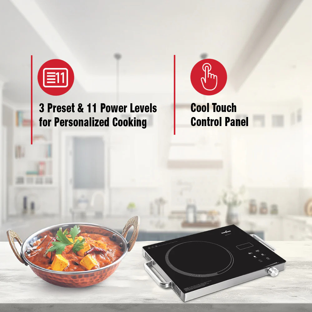 Kenstar 2000 W Induction Cooktop Touch Panel (Black, Silver, INFRA STOV)