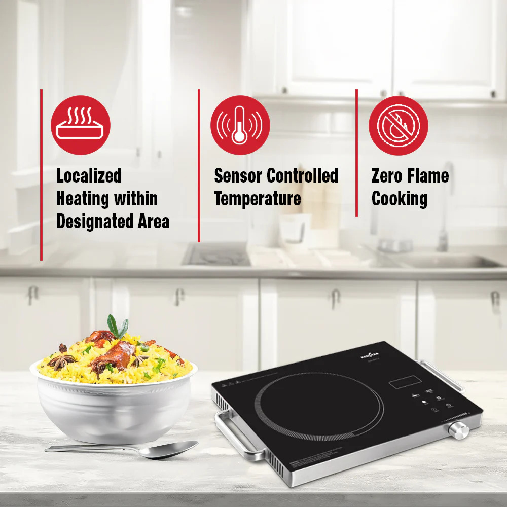 Kenstar 2000 W Induction Cooktop Touch Panel (Black, Silver, INFRA STOV)