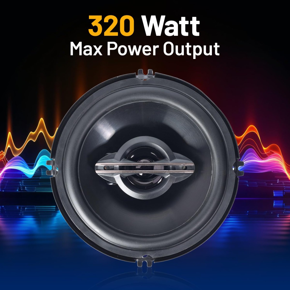 INSTAPLAY 3-Way Coaxial 6 Inch Car Speaker (Black) 320W RMS with 600W Max Output Deep Bass Stereo Component System